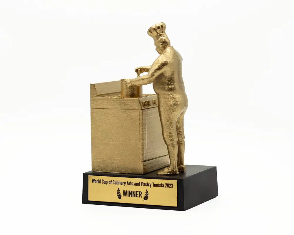 Trophée gastronomie en plexiglass imprimé UV, SIL3A 3D