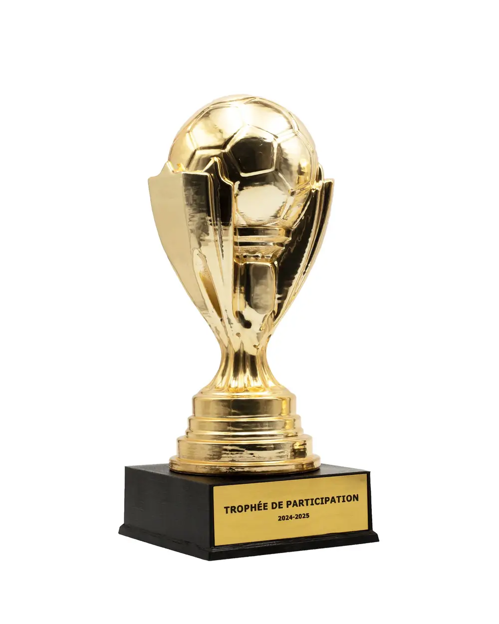 Trophée football plexiglass et chromage personnalisé