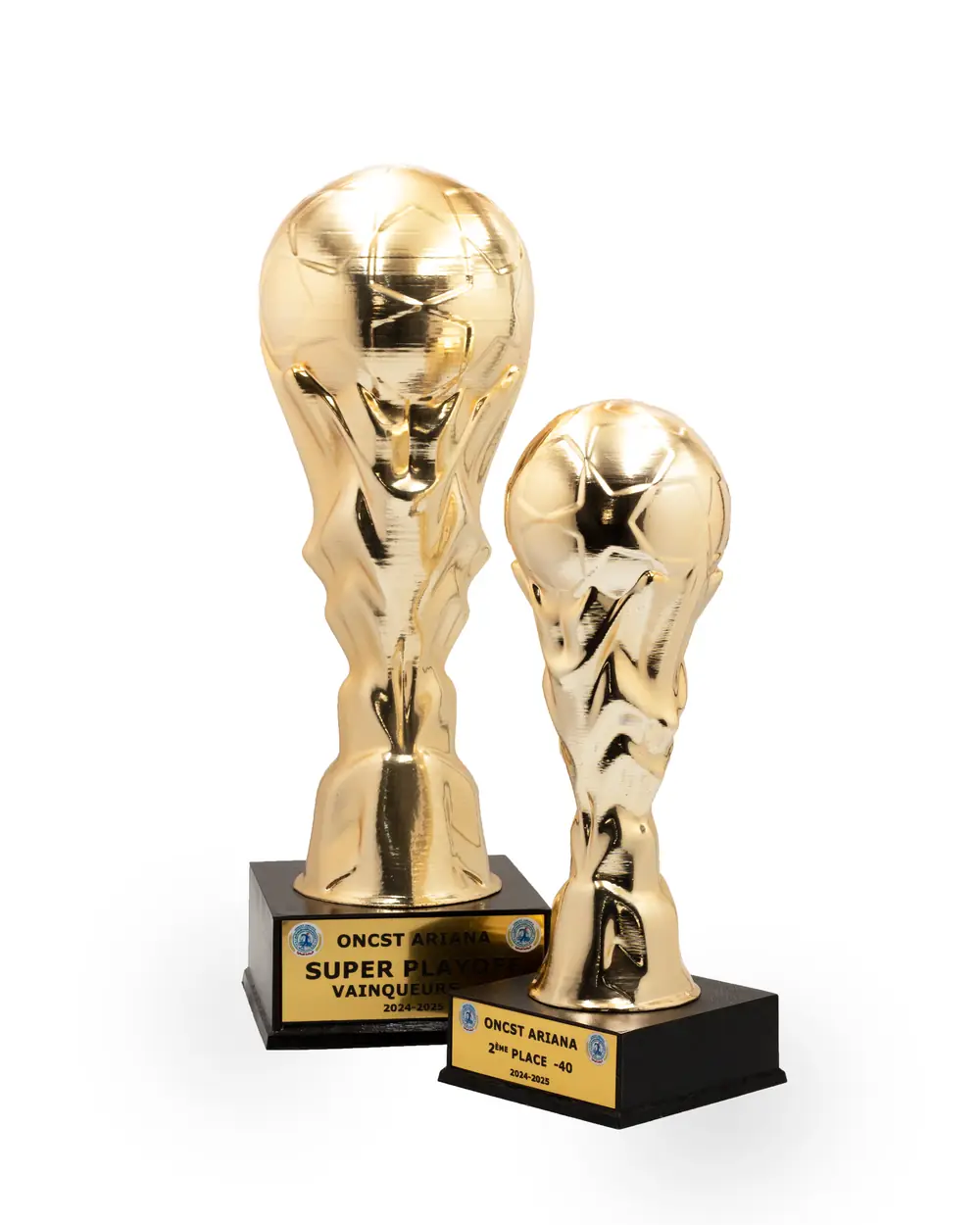 Coupe dorée personnalisée avec plaque gravée, tournoi de football