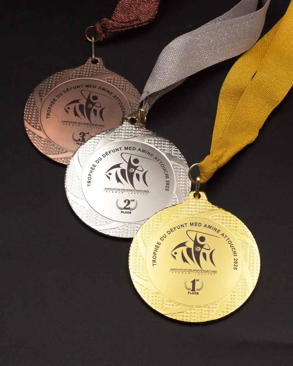 Médaille argent personnalisée avec ruban, atelier SIL3A 3D